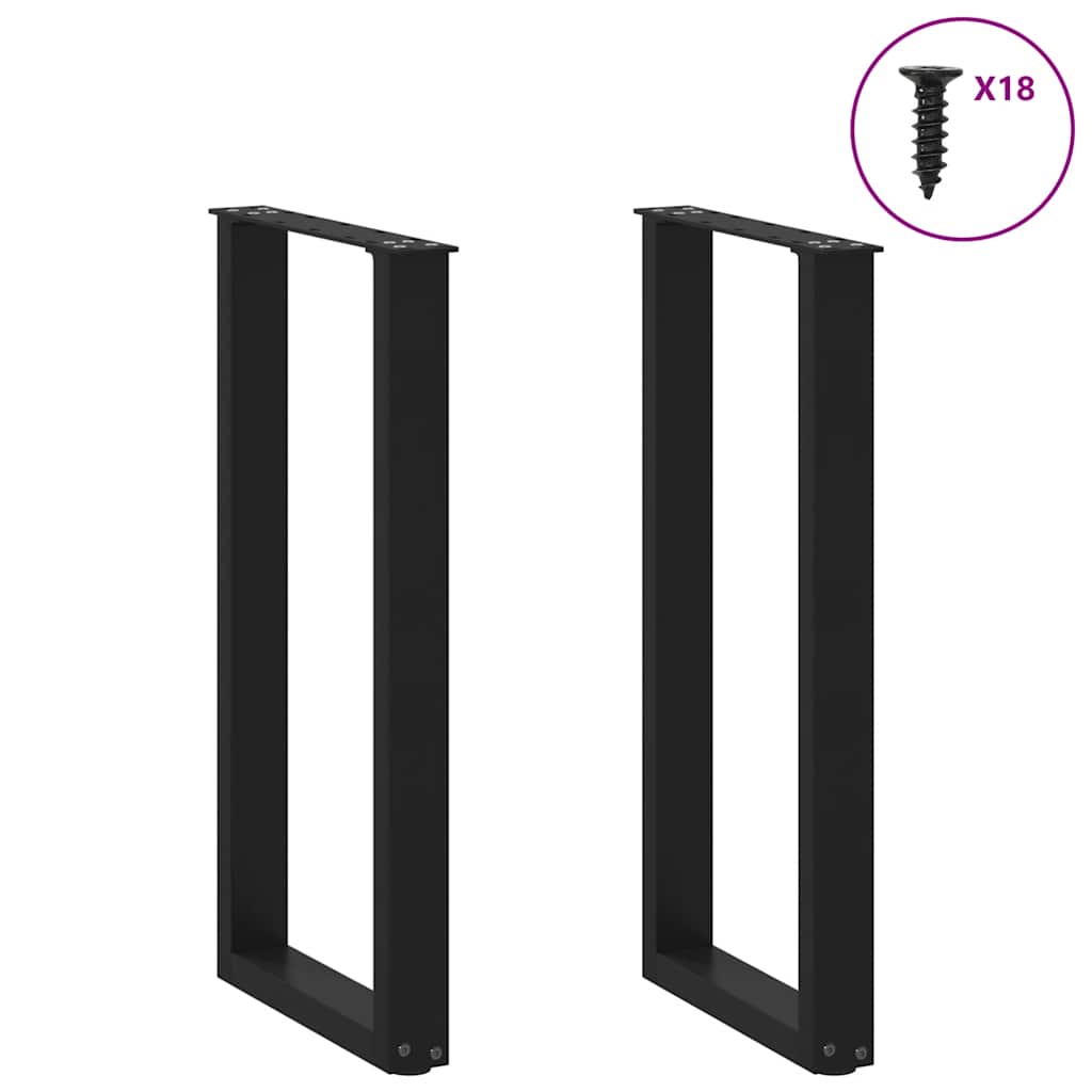 vidaXL Πόδια Κονσόλας σε Σχήμα U 2 τεμ. Μαύρο 28x(72-73) εκ. Ατσάλι