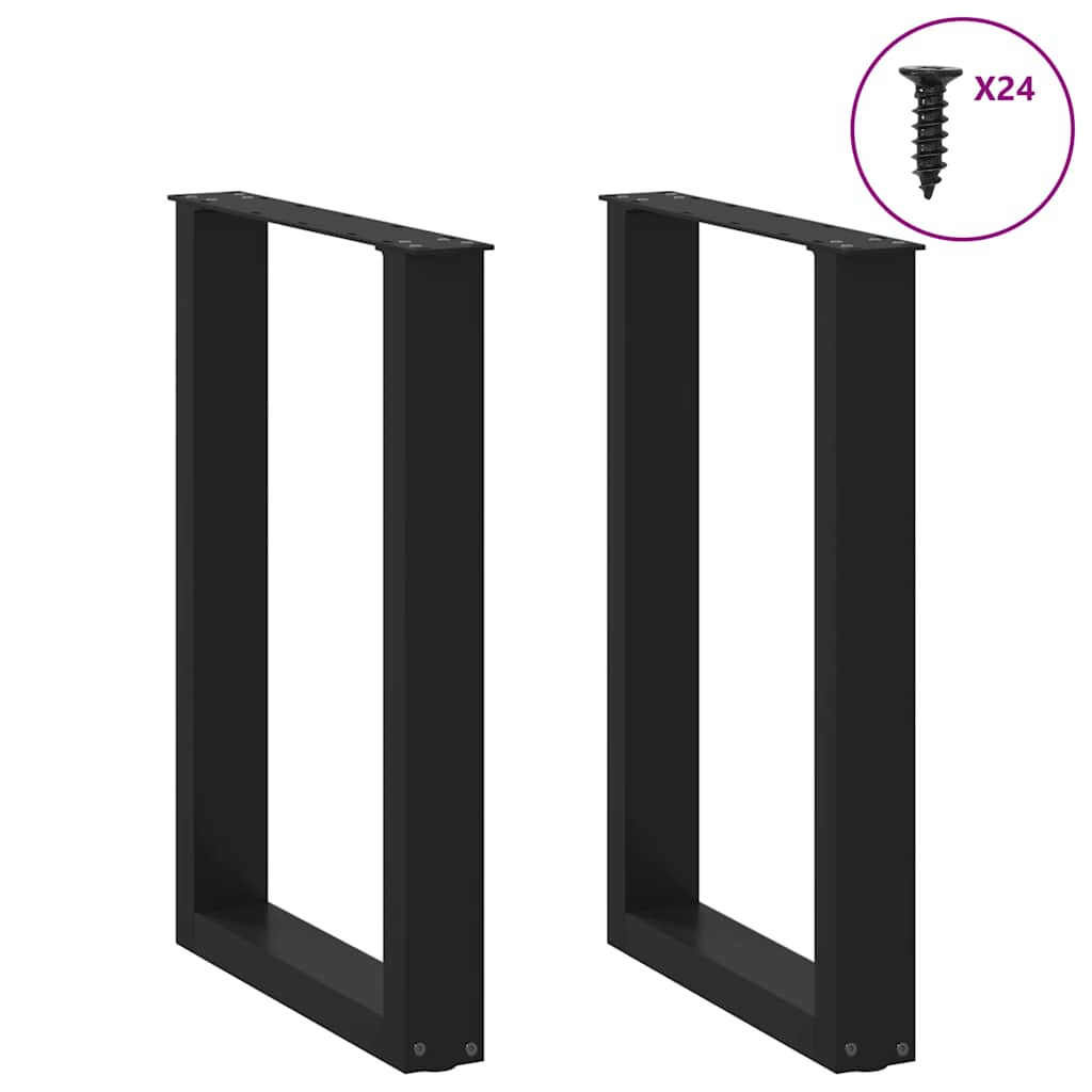 vidaXL Πόδια Τραπεζαρίας σε Σχήμα U 2 τεμ. Μαύρο 50x(72-73) εκ. Ατσάλι