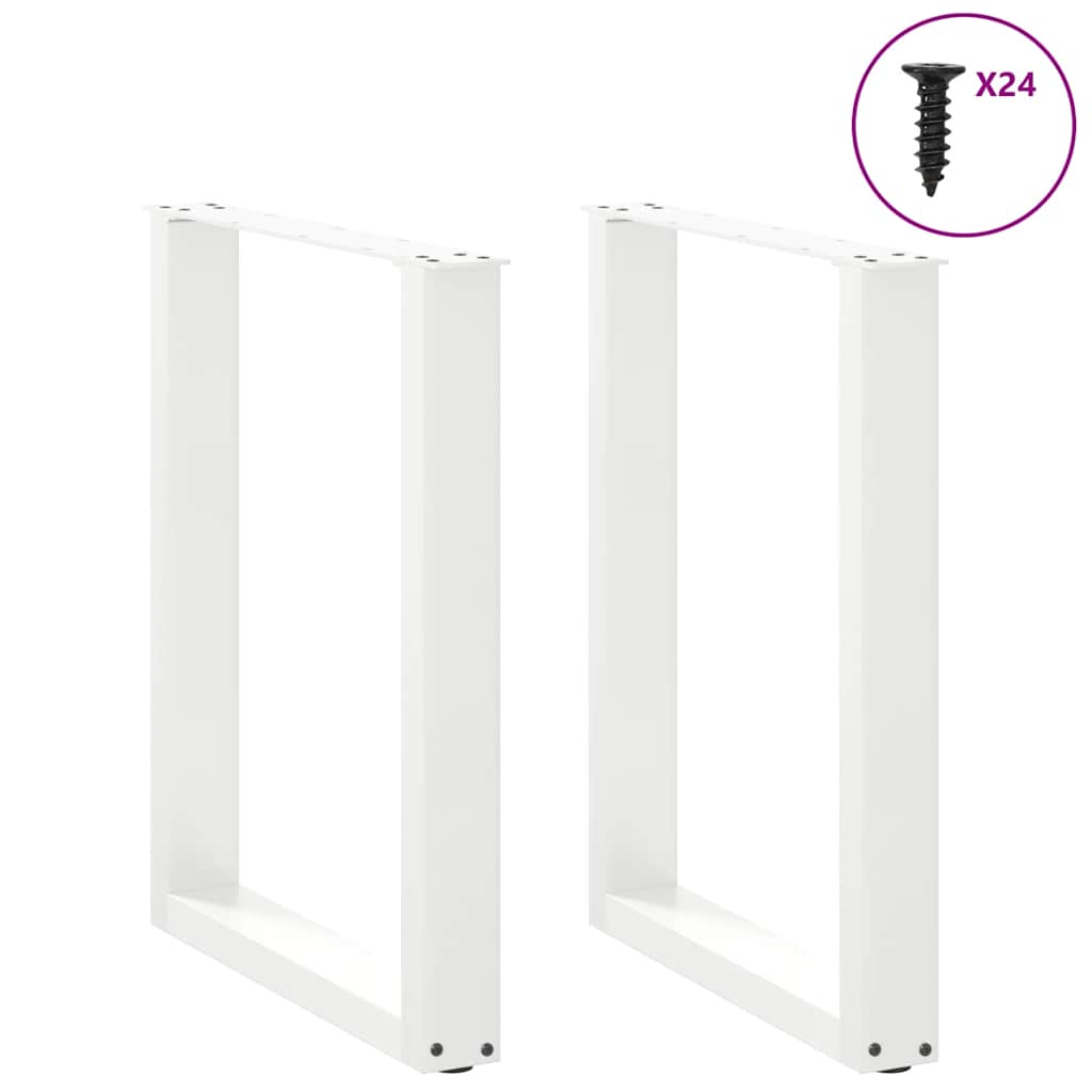 vidaXL Πόδια Τραπεζαρίας σε Σχήμα U 2 τεμ. Λευκά 60x(72-73) εκ. Ατσάλι