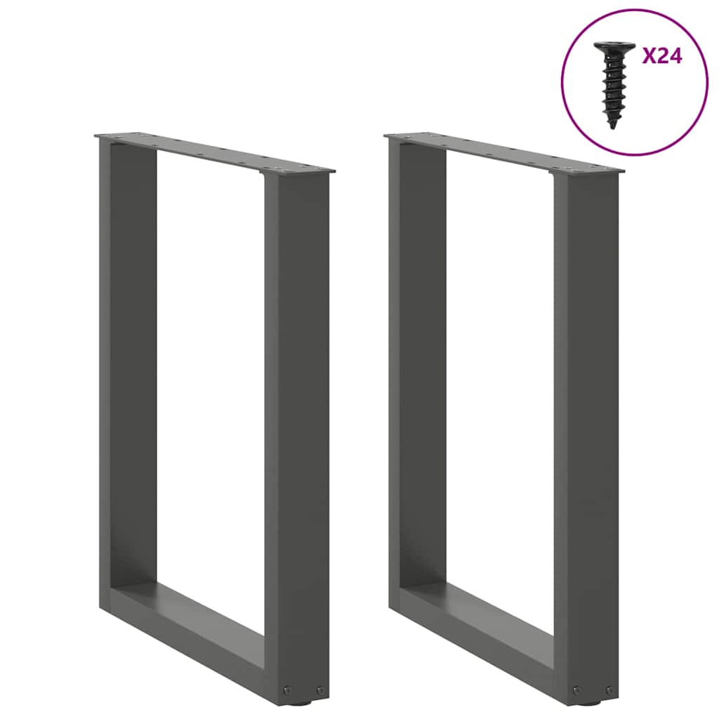vidaXL Πόδια Τραπεζαρίας σε Σχήμα U 2 τεμ. Ανθρακί 60x(72-73) εκ. Ατσάλι