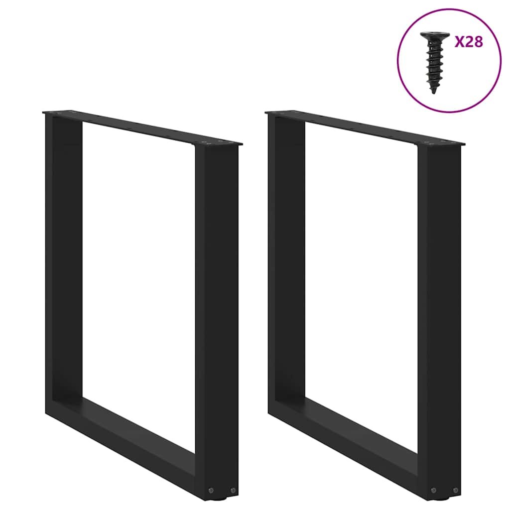 vidaXL Πόδια Τραπεζαρίας σε Σχήμα U 2 τεμ. Μαύρο 80x(72-73) εκ. Ατσάλι