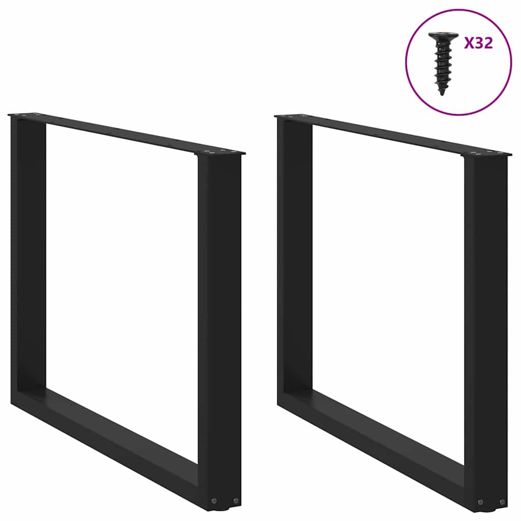 vidaXL Πόδια Τραπεζαρίας σε Σχήμα U 2 τεμ. Μαύρο 100x(72-73) εκ. Ατσάλι