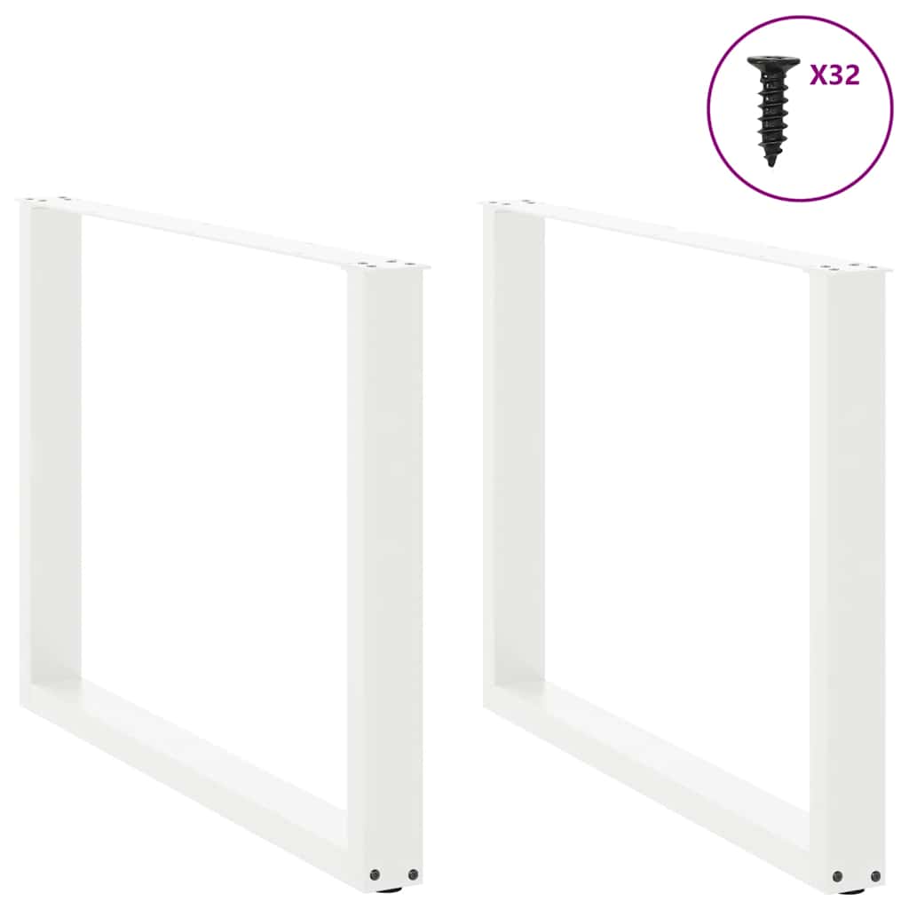 vidaXL Πόδια Τραπεζαρίας σε Σχήμα U 2 τεμ. Λευκά 100x(72-73) εκ. Ατσάλι
