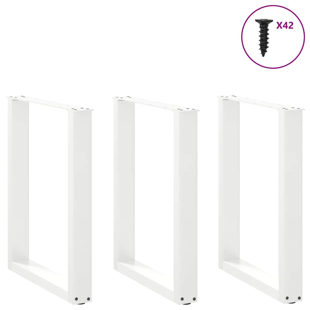 vidaXL Πόδια Τραπεζαρίας σε Σχήμα U 3 τεμ. Λευκά 70x(72-73) εκ. Ατσάλι