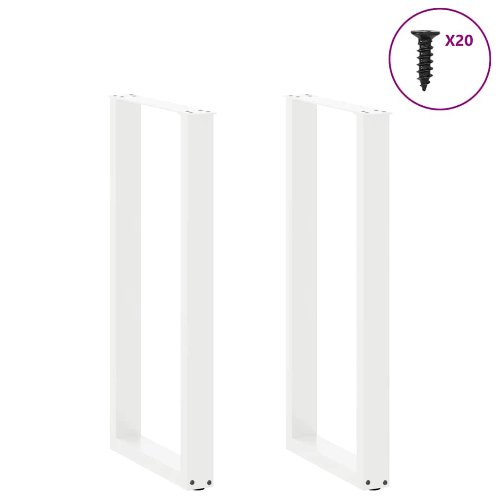 vidaXL Πόδια Τραπεζιού Μπαρ σε Σχήμα U 2 τεμ. Λευκά 40x (100-101) εκ. Ατσάλι