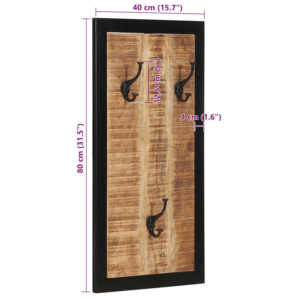 vidaXL Ράφι για παλτά 40x2x80 cm Στερεό ακατέργαστο ξύλο Mango