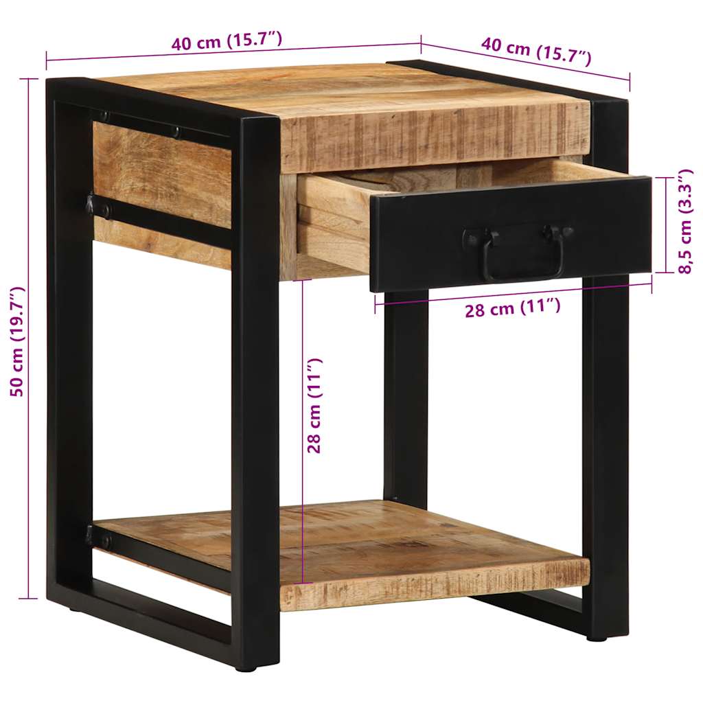 vidaXL Side Table 40x40x50 cm Στερεό ακατέργαστο ξύλο Mango