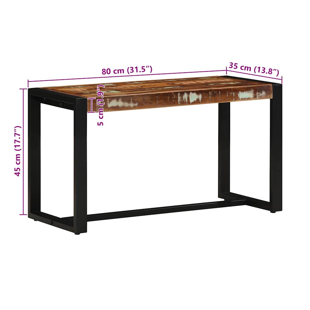 Πάγκος vidaXL Πολύχρωμος 80x35x45 cm Στερεό ξύλο αναγεννημένο