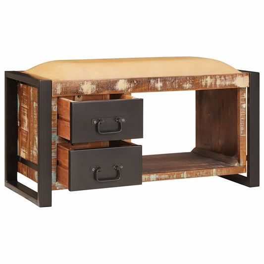 vidaXL Παγκάκι Αποθήκευσης Πολύχρωμο Μασίφ ανακυκλωμένο ξύλο