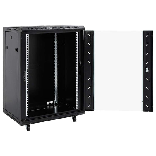 vidaXL Καμπίνα Δικτύου 15U 19" IP20 Μαύρη 60x45x86 εκ.
