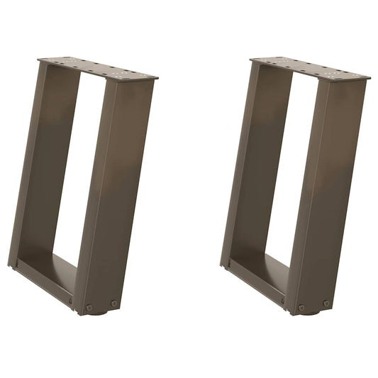 vidaXL Πόδια Τραπεζιού Σαλονιού σε Σχήμα U 2 τεμ. από Φυσικό Ατσάλι 38x(42-43) εκ. Ατσάλι