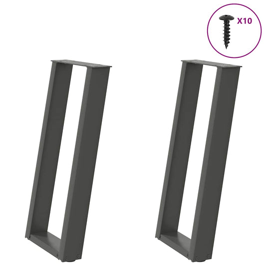 vidaXL Πόδια Κονσόλας 2 τεμ. σε σχήμα U, Ανθρακί 28x(72-73) εκ. από Ατσάλι
