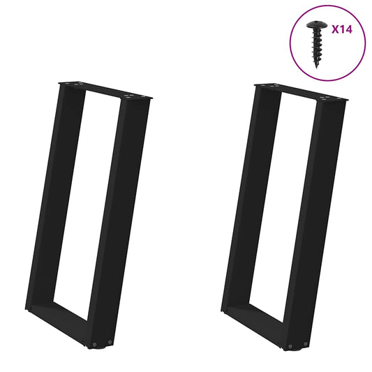 vidaXL Πόδια Τραπεζαρίας σε Σχήμα U 2 τεμ. Μαύρο 50x(72-73) εκ. Ατσάλι