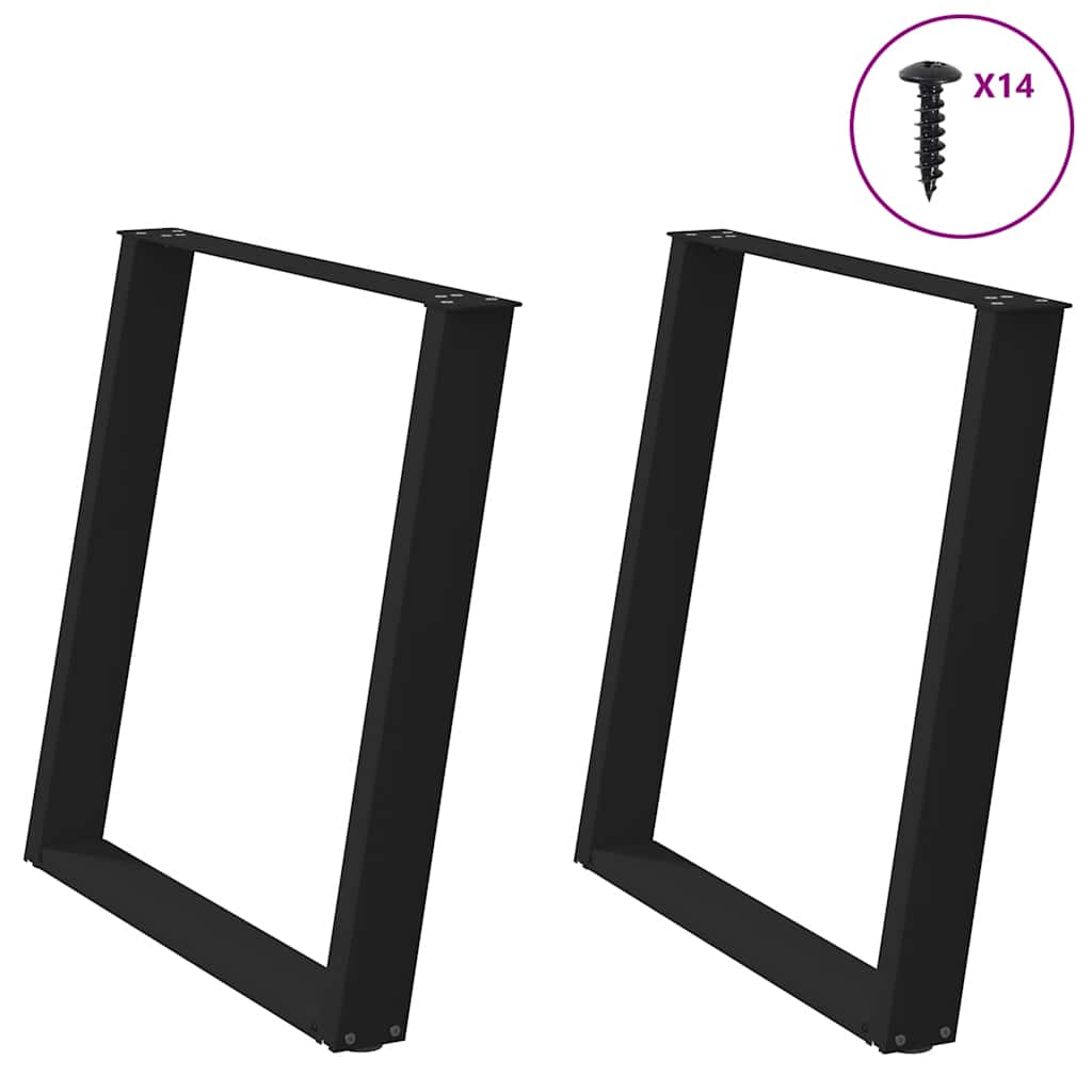vidaXL Πόδια Τραπεζαρίας σε Σχήμα U 2 τεμ. Μαύρο 80x(72-73) εκ. Ατσάλι
