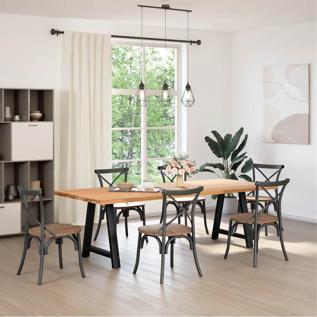 vidaXL Πόδια Τραπεζαρίας σε Σχήμα Α, 2 τεμ. Μαύρο, 70x(72-73) εκ. Ατσάλι