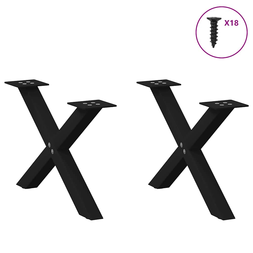 vidaXL Πόδια Τραπεζιού Σαλονιού σε Σχήμα Χ, 2 τεμ. Μαύρο, Ατσάλι 50x(30-31) εκ.