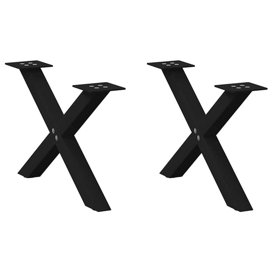 vidaXL Πόδια Τραπεζιού Σαλονιού σε Σχήμα Χ, 2 τεμ. Μαύρο, Ατσάλι 60x(30-31) εκ.