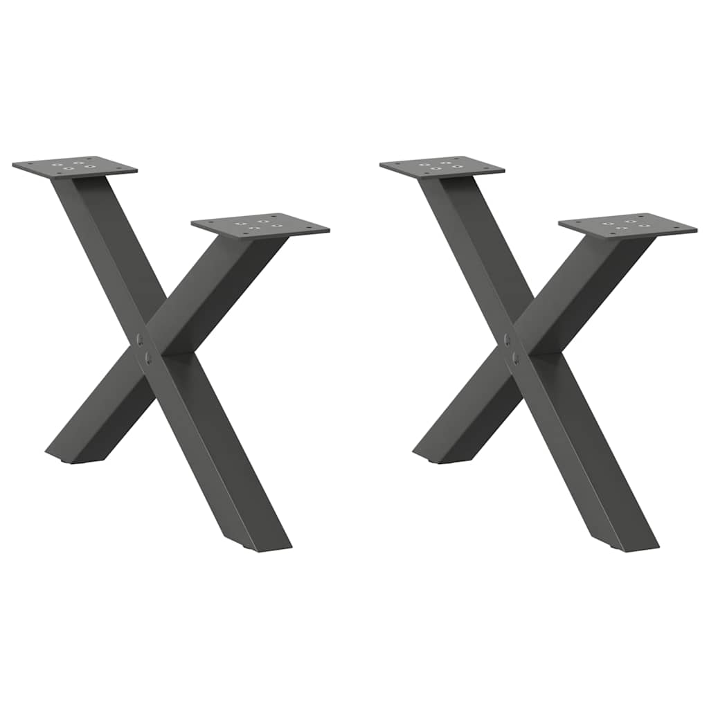 vidaXL Πόδια Τραπεζιού Σαλονιού σε Σχήμα Χ, 2 τεμ. Ανθρακί 60x(30-31) εκ. Ατσάλι