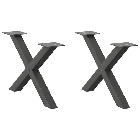 vidaXL Πόδια Τραπεζιού Σαλονιού σε Σχήμα Χ, 2 τεμ. Ανθρακί 60x(30-31) εκ. Ατσάλι