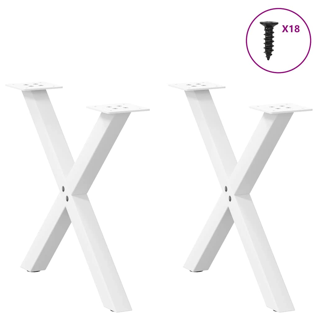 vidaXL Πόδια Τραπεζιού Σαλονιού σε Σχήμα Χ, 2 τεμ. Λευκά 50x(42-43) εκ. Ατσάλι