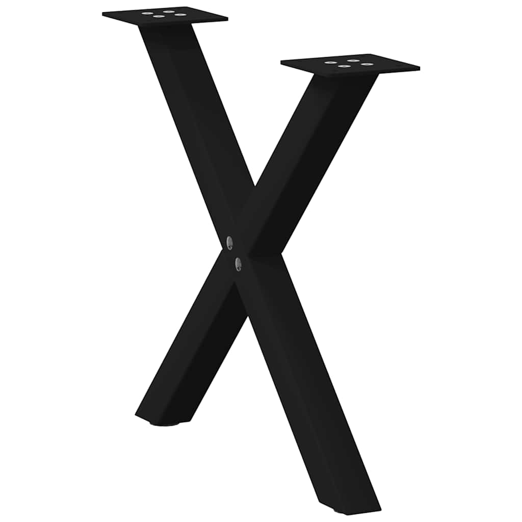 vidaXL Πόδια Τραπεζιού Σαλονιού σε Σχήμα Χ, 2 τεμ. Μαύρο, Ατσάλι 60x(42-43) εκ.