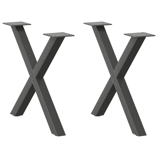 vidaXL Πόδια Τραπεζιού Σαλονιού σε Σχήμα Χ, 2 τεμ. Ανθρακί 60x(42-43) εκ. Ατσάλι