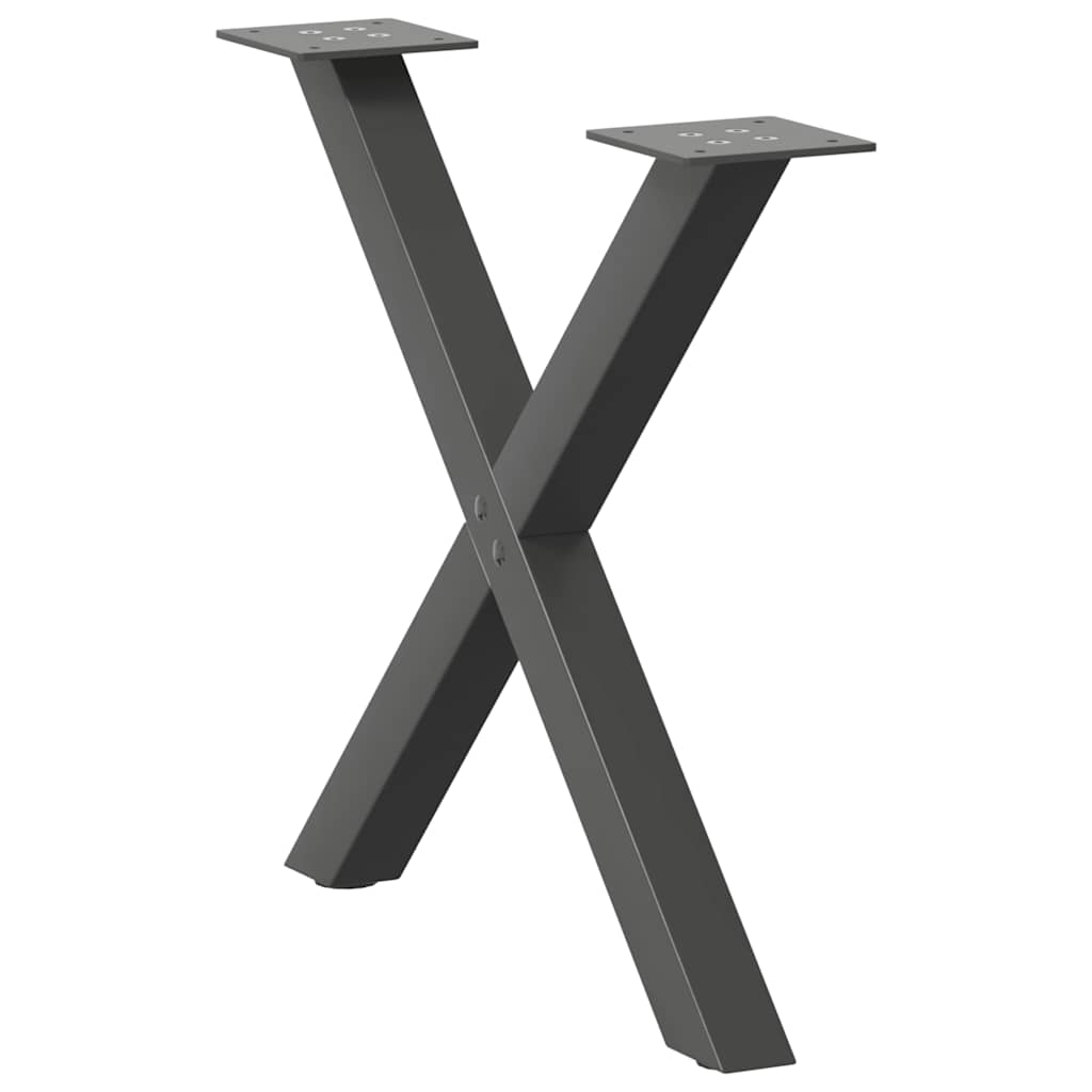 vidaXL Πόδια Τραπεζιού Σαλονιού σε Σχήμα Χ, 2 τεμ. Ανθρακί 60x(42-43) εκ. Ατσάλι