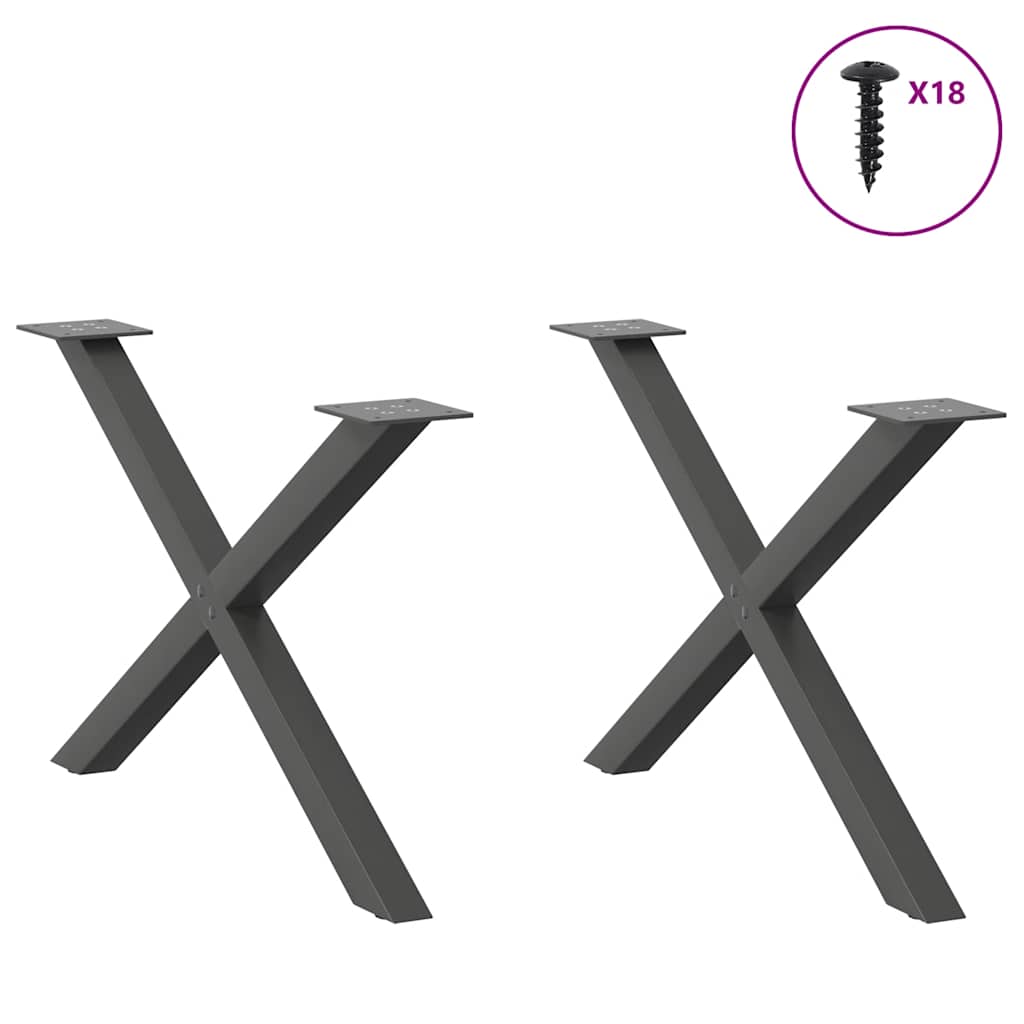 vidaXL Πόδια Τραπεζιού Σαλονιού σε Σχήμα Χ, 2 τεμ. Ανθρακί 70x(42-43) εκ. Ατσάλι