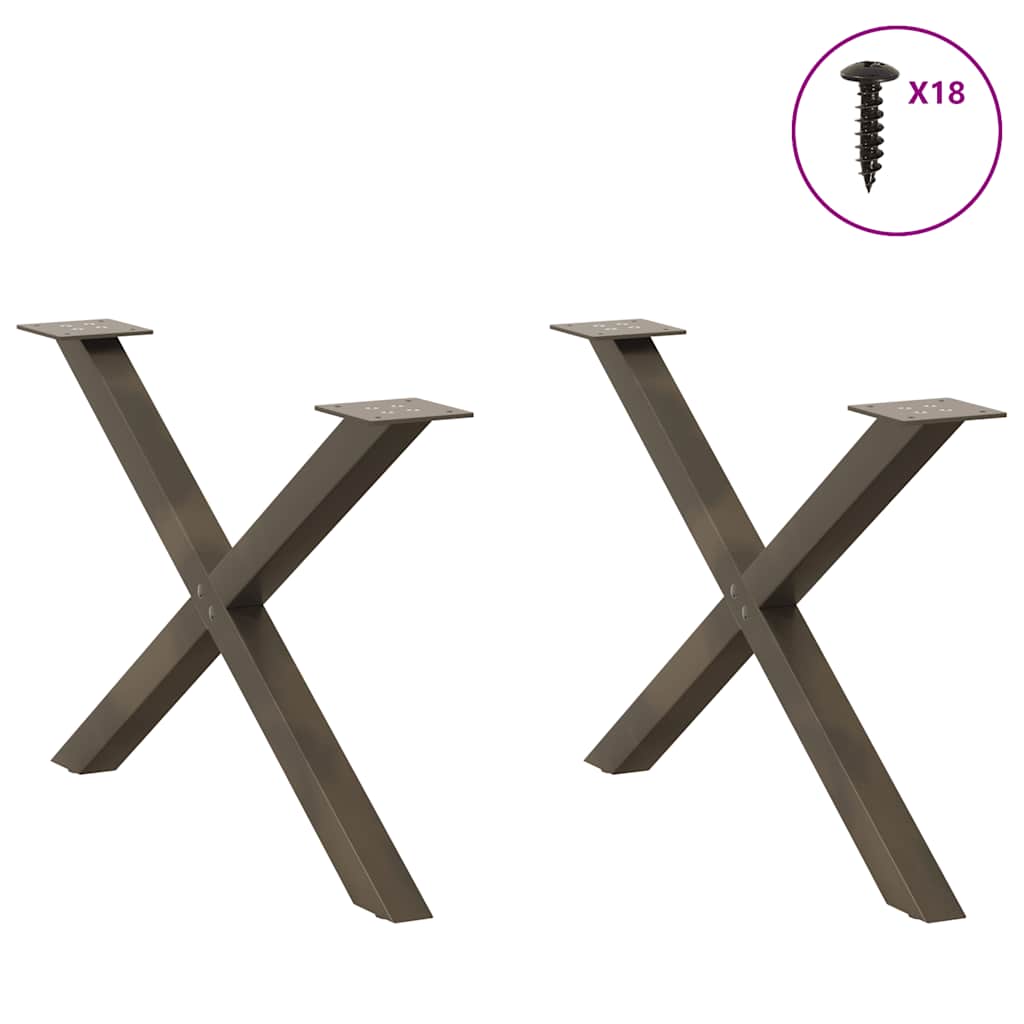 vidaXL Πόδια Τραπεζιού Σαλονιού σε Σχήμα Χ, 2 τεμ. από Φυσικό Ατσάλι 70x(42-43) εκ. Ατσάλι
