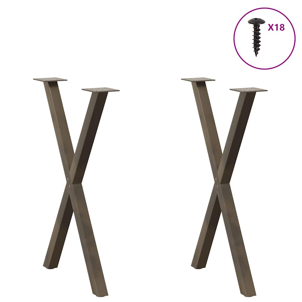 vidaXL Πόδια Τραπεζαρίας σε Σχήμα Χ, 2 τεμ. από Φυσικό Ατσάλι 50x(72-73) εκ. Ατσάλι
