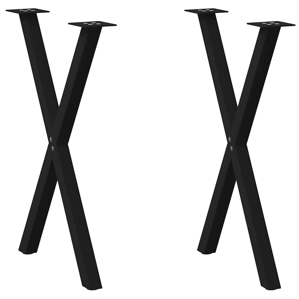 vidaXL Πόδια Τραπεζαρίας σε Σχήμα Χ, 2 τεμ. Μαύρο, Ατσάλι 57x(72-73) εκ.