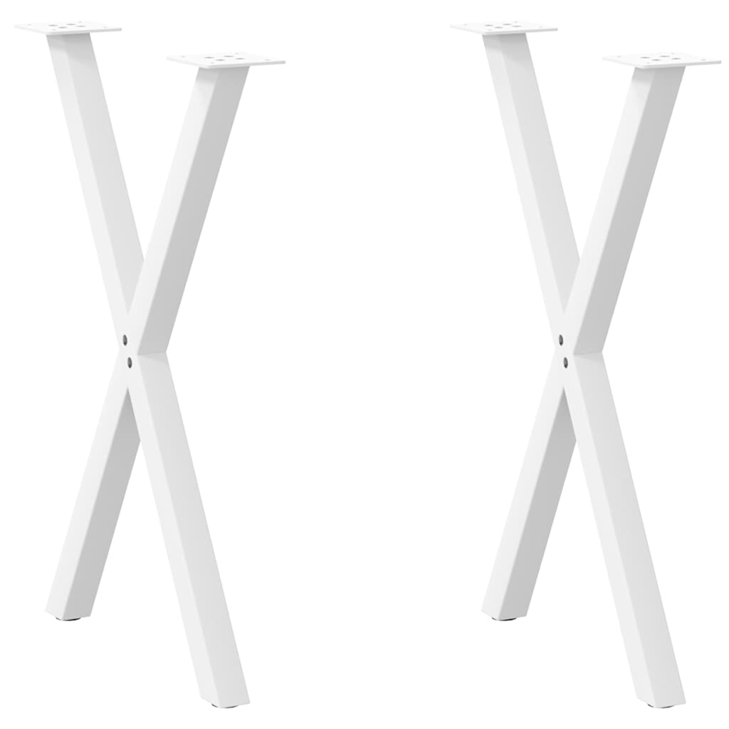 vidaXL Πόδια Τραπεζαρίας σε Σχήμα Χ, 2 τεμ. Λευκά 57x(72-73) εκ. Ατσάλι