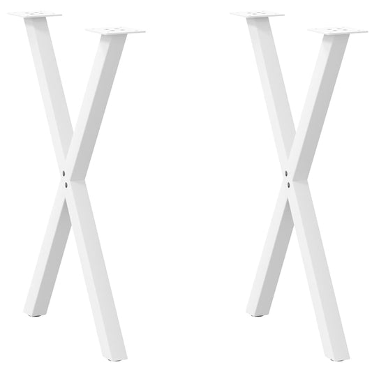 vidaXL Πόδια Τραπεζαρίας σε Σχήμα Χ, 2 τεμ. Λευκά 57x(72-73) εκ. Ατσάλι