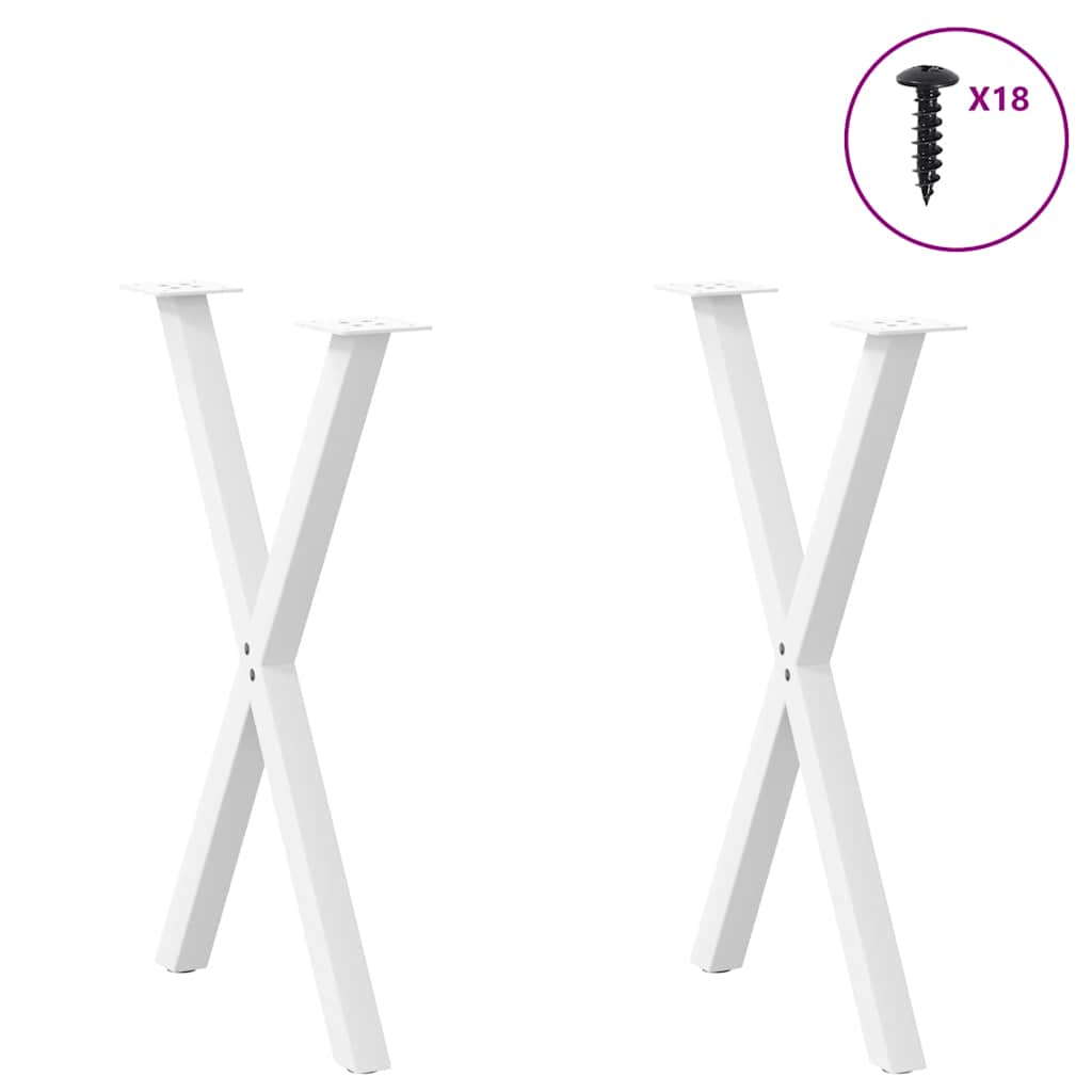 vidaXL Πόδια Τραπεζαρίας σε Σχήμα Χ, 2 τεμ. Λευκά 57x(72-73) εκ. Ατσάλι