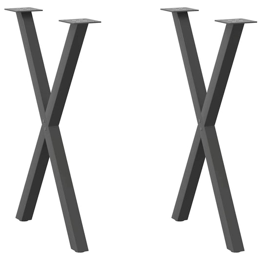vidaXL Πόδια Τραπεζαρίας σε Σχήμα Χ, 2 τεμ. Ανθρακί 57x(72-73) εκ. Ατσάλι