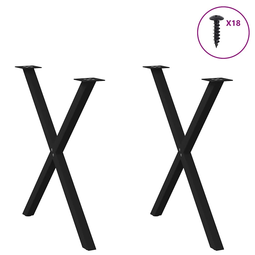 vidaXL Πόδια Τραπεζαρίας σε Σχήμα Χ, 2 τεμ. Μαύρο, 70x(72-73) εκ. Ατσάλι