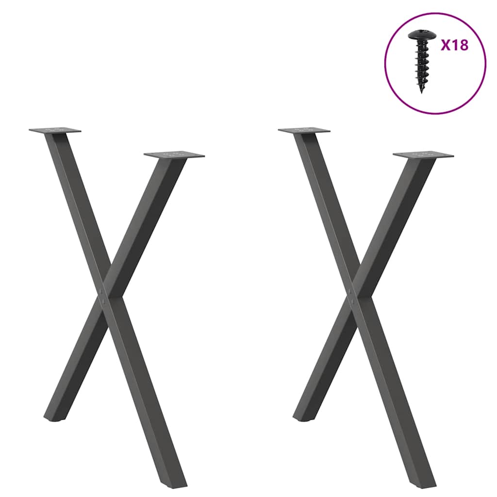 vidaXL Πόδια Τραπεζαρίας σε Σχήμα Χ 2 τεμ. Ανθρακί 70x(72-73) εκ. Ατσάλι