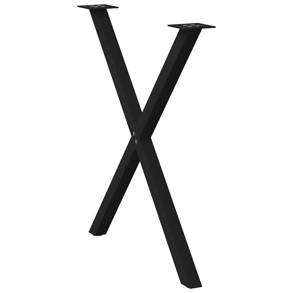 vidaXL Πόδια Τραπεζαρίας σε Σχήμα Χ, 2 τεμ. Μαύρο, Ατσάλι 80x(72-73) εκ.