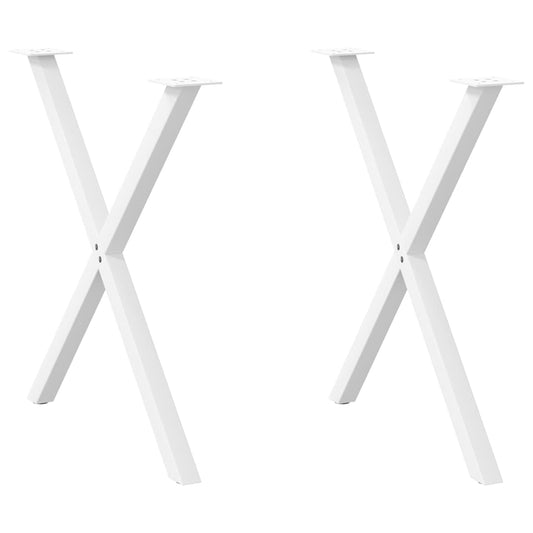 vidaXL Πόδια Τραπεζαρίας σε Σχήμα Χ, 2 τεμ. Λευκά 80x(72-73) εκ. Ατσάλι