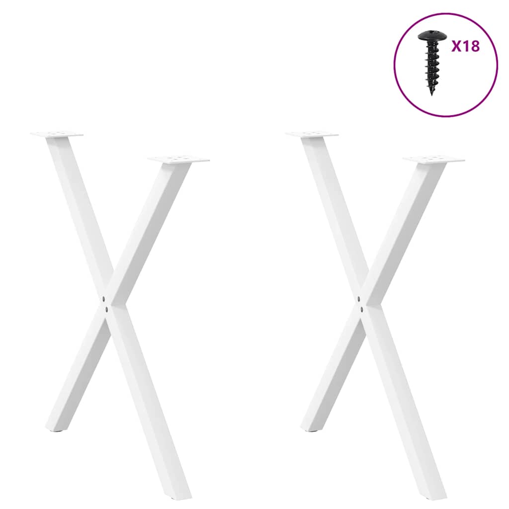 vidaXL Πόδια Τραπεζαρίας σε Σχήμα Χ, 2 τεμ. Λευκά 80x(72-73) εκ. Ατσάλι