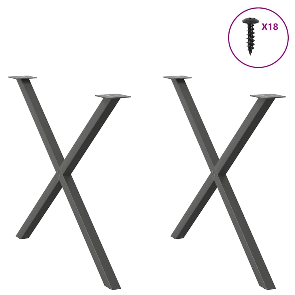 vidaXL Πόδια Τραπεζαρίας σε Σχήμα Χ, 2 τεμ. Ανθρακί 90x(72-73) εκ. Ατσάλι