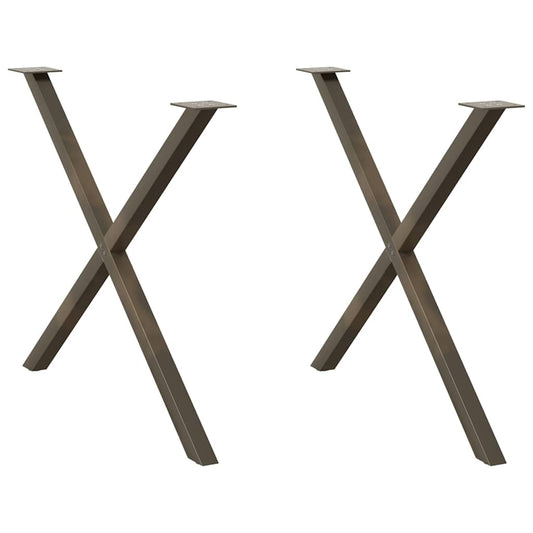 vidaXL Πόδια Τραπεζαρίας σε Σχήμα Χ, 2 τεμ. από Φυσικό Ατσάλι 90x(72-73) εκ. Ατσάλι