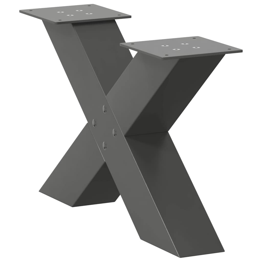 vidaXL Πόδια Τραπεζιού Σαλονιού σε Σχήμα Χ, 2 τεμ. Ανθρακί 60x(30-31) εκ. Ατσάλι