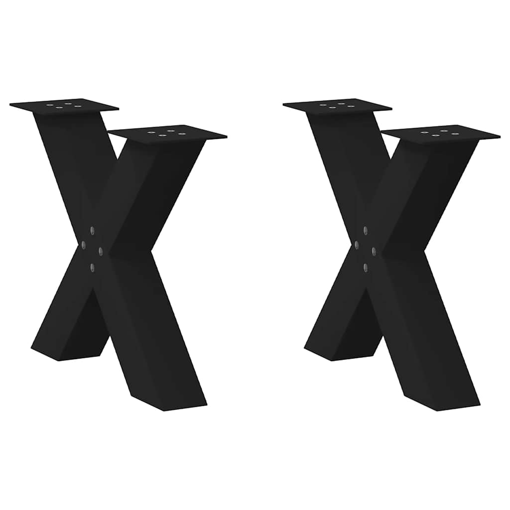 vidaXL Πόδια Τραπεζιού Σαλονιού σε Σχήμα Χ, 2 τεμ. Μαύρο, Ατσάλι 50x(42-43) εκ.
