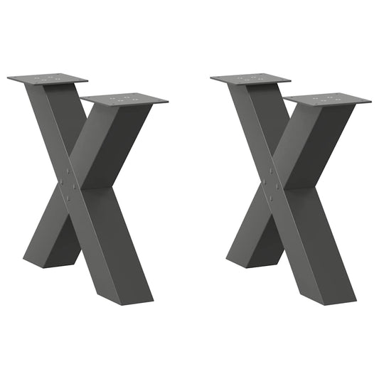 vidaXL Πόδια Τραπεζιού Σαλονιού σε Σχήμα Χ, 2 τεμ. Ανθρακί 60x(42-43) εκ. Ατσάλι