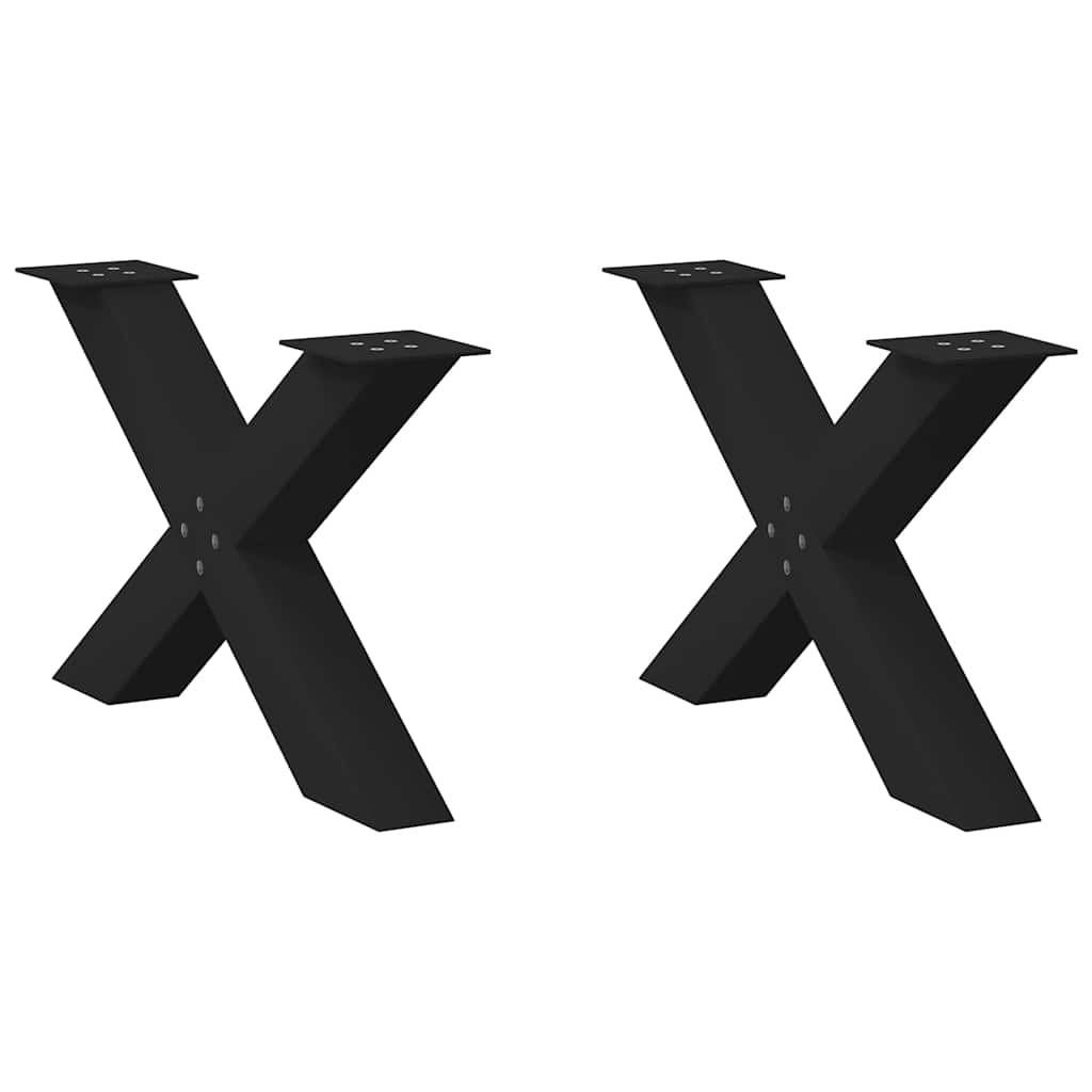 vidaXL Πόδια Τραπεζιού Σαλονιού σε Σχήμα Χ, 2 τεμ. Μαύρο, Ατσάλι 70x(42-43) εκ.
