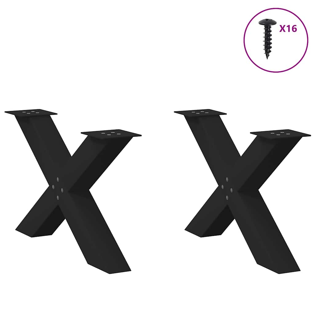 vidaXL Πόδια Τραπεζιού Σαλονιού σε Σχήμα Χ, 2 τεμ. Μαύρο, Ατσάλι 70x(42-43) εκ.
