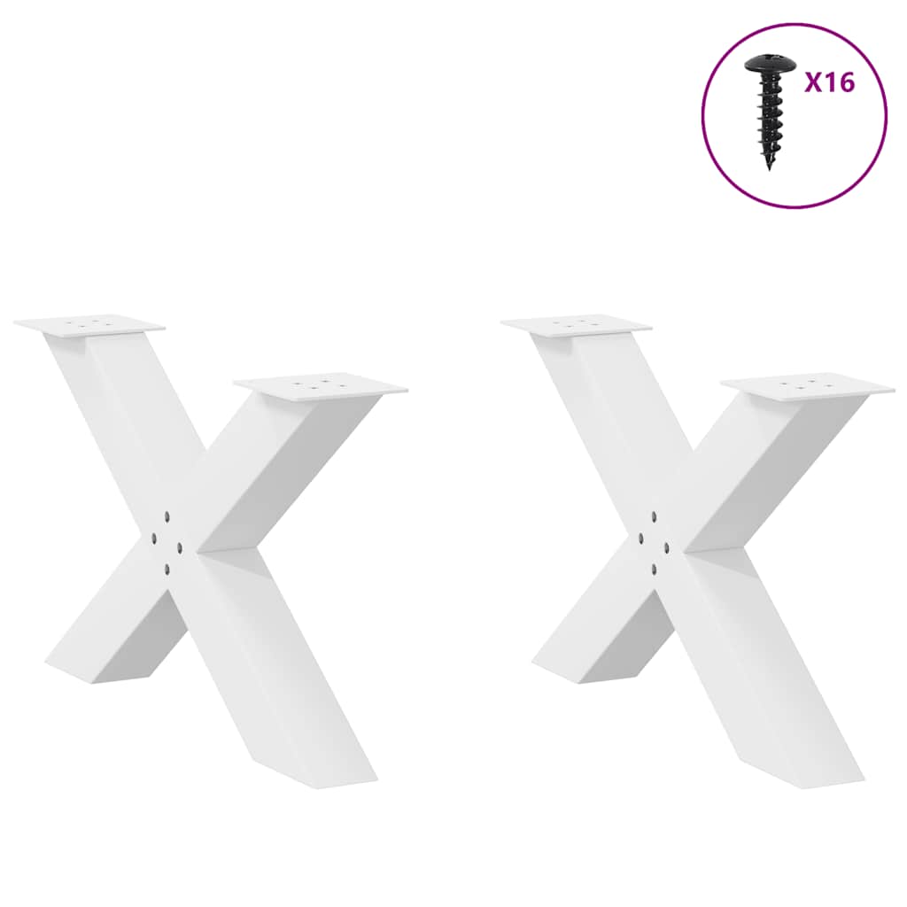 vidaXL Πόδια Τραπεζιού Σαλονιού σε Σχήμα Χ, 2 τεμ. Λευκά 70x(42-43) εκ. Ατσάλι