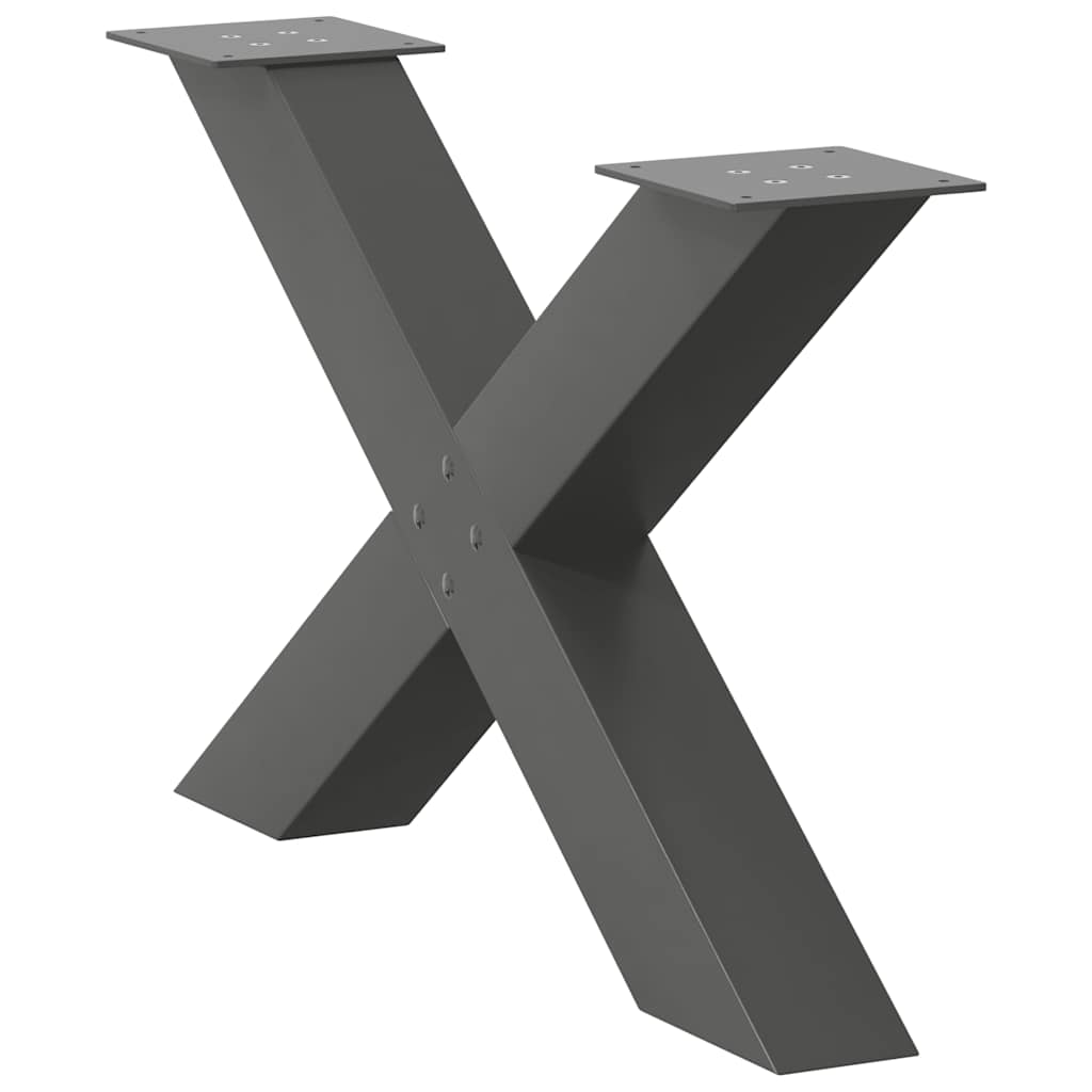 vidaXL Πόδια Τραπεζιού Σαλονιού σε Σχήμα Χ, 2 τεμ. Ανθρακί 70x(42-43) εκ. Ατσάλι