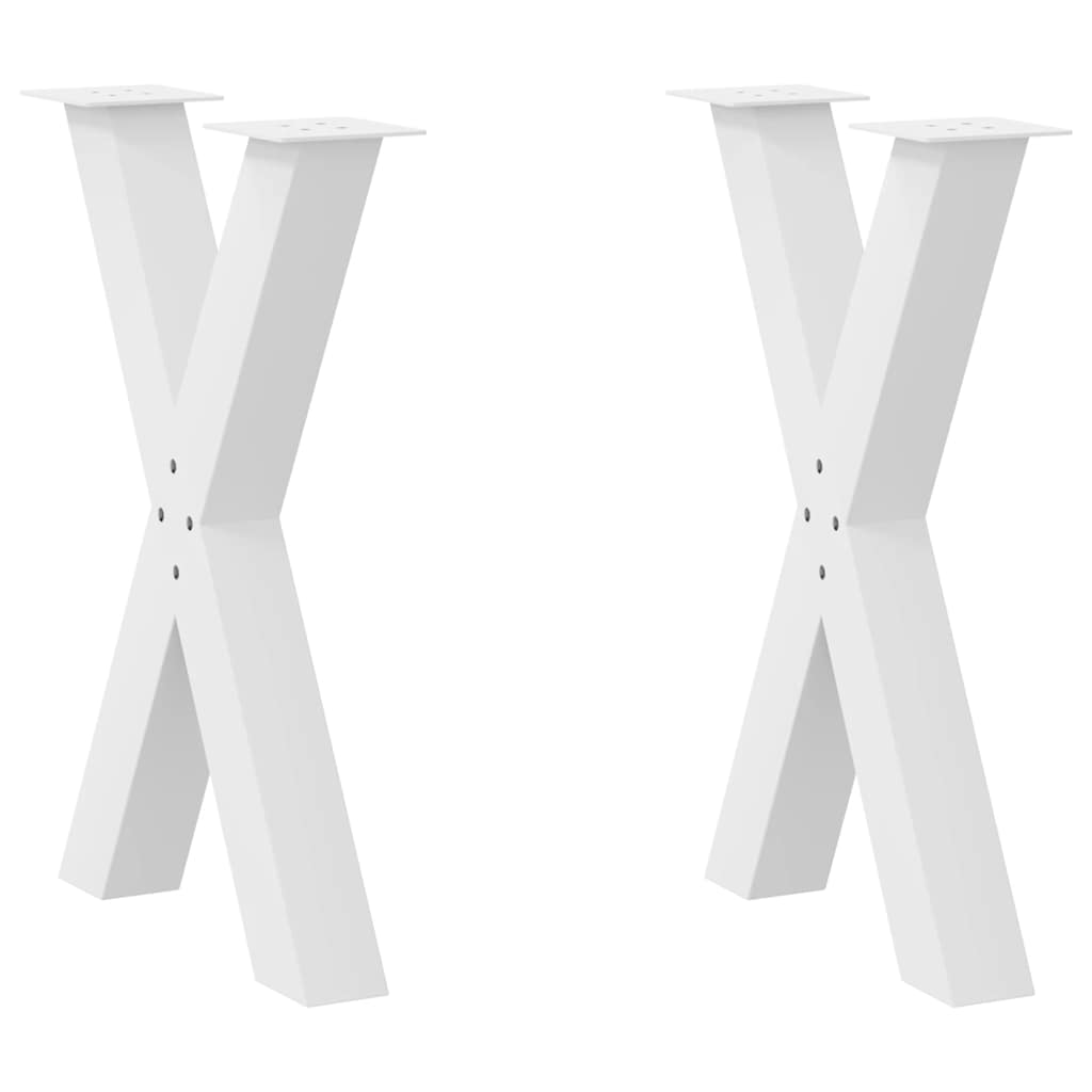 vidaXL Πόδια Τραπεζαρίας σε Σχήμα Χ, 2 τεμ. Λευκά 50x(72-73) εκ. Ατσάλι